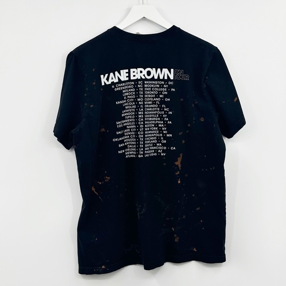 Kane Brown On Tour Bleach Dyed Splatter Short Sleeve Shirt Size XL - Picture 6 of 6